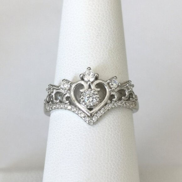 New crown tiara ring Sterling Silver CZ size 8 - Picture 9 of 16